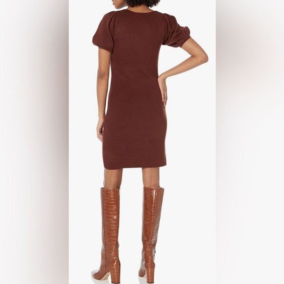 NWT French Connection Baby Soft Puf sleeve Bodycon dress Medium MSRP $187 - Picture 2 of 9